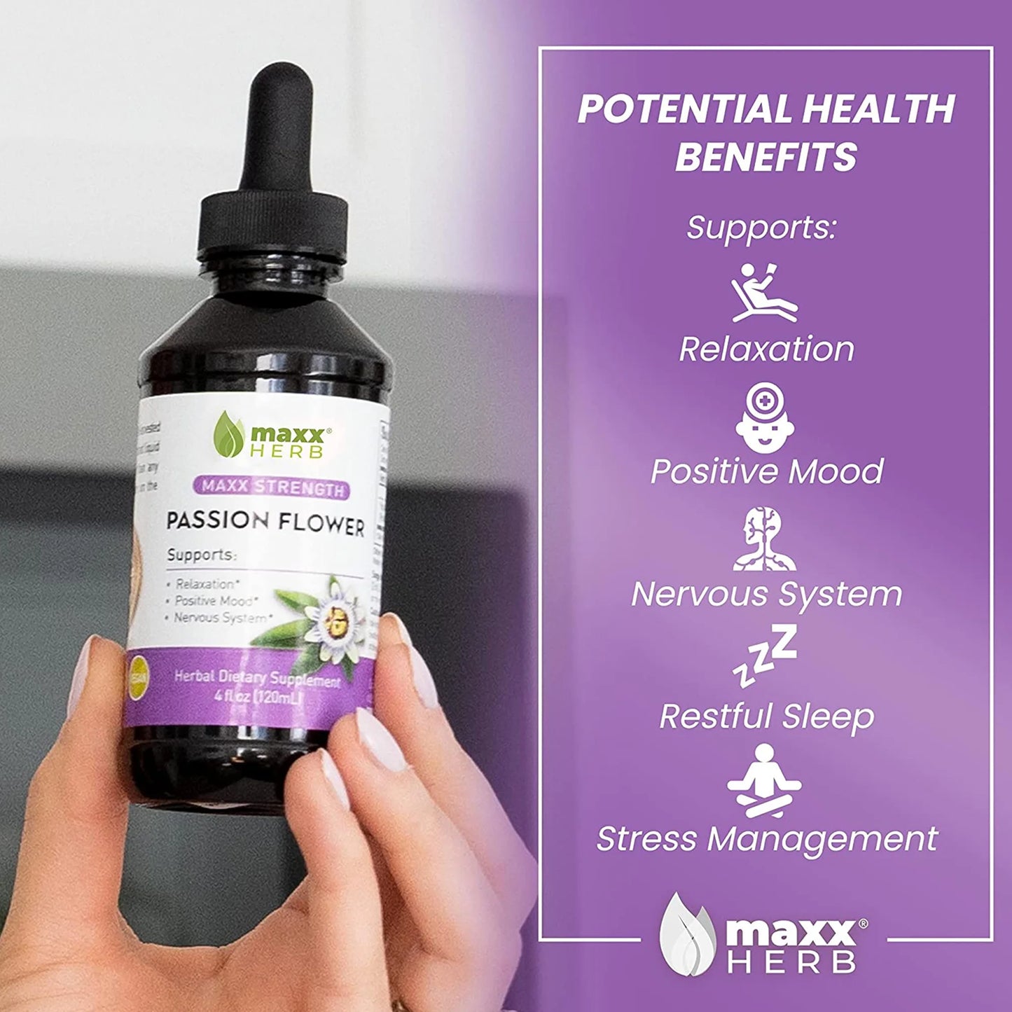 Passion Flower Extract Stress Relief & Sleep Supplement, 4 Oz