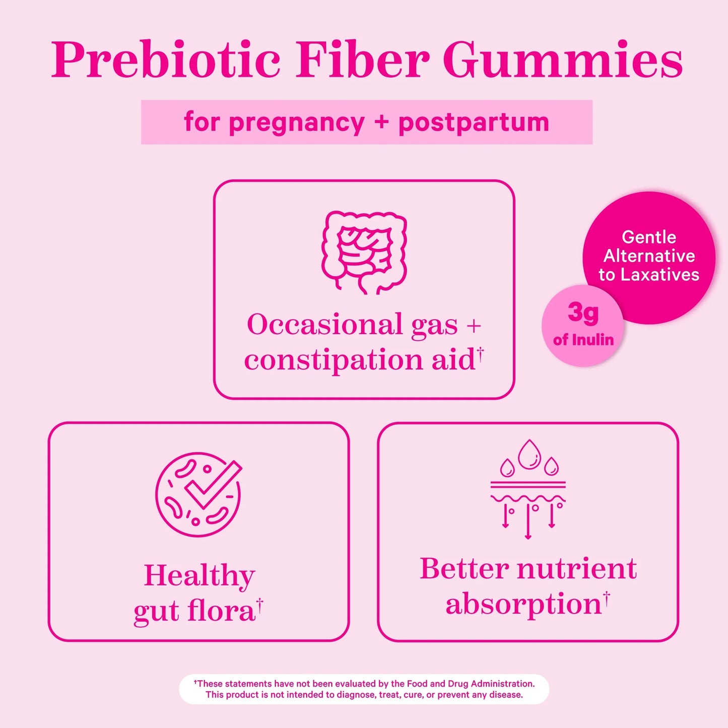 Fiber Gummies: Prebiotic Inulin for Digestive Support, 60 Gummies, Peach Berry Flavor