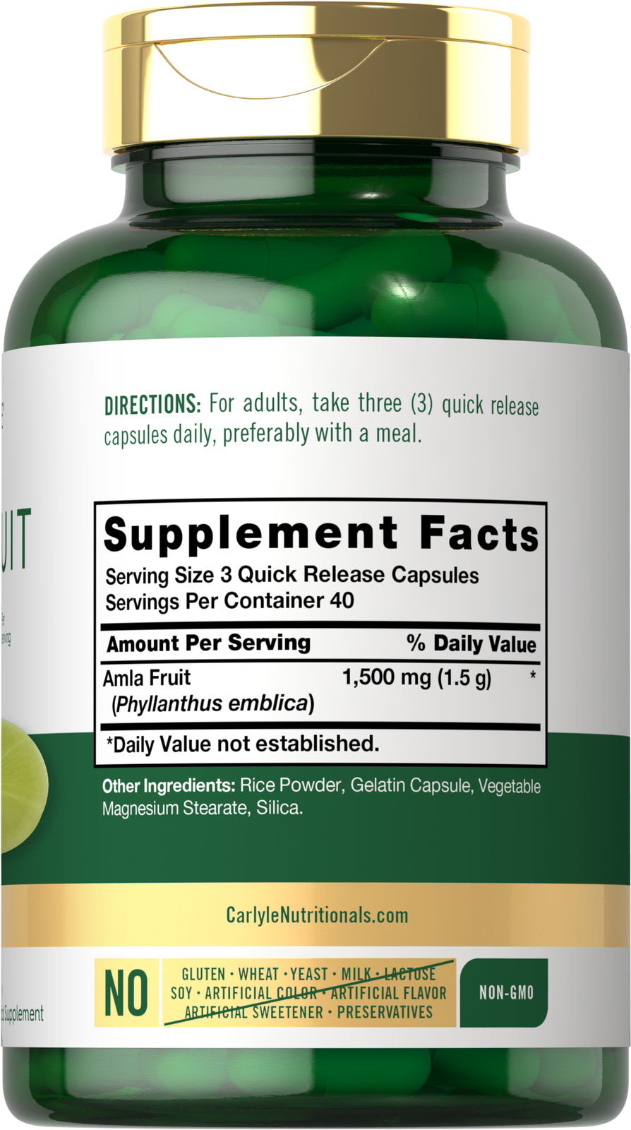 Amla Capsules | 1500Mg | 120 Count | Amalaki Fruit | Non-Gmo | by Carlyle