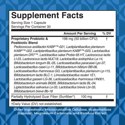 3-In-1 Probiotics Digestive Health Supplement for Women & Men, 50 Billion CFU, Allergen Free, 0.5 Oz