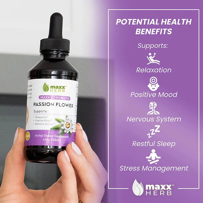Passion Flower Extract Stress Relief & Sleep Supplement, 4 Oz
