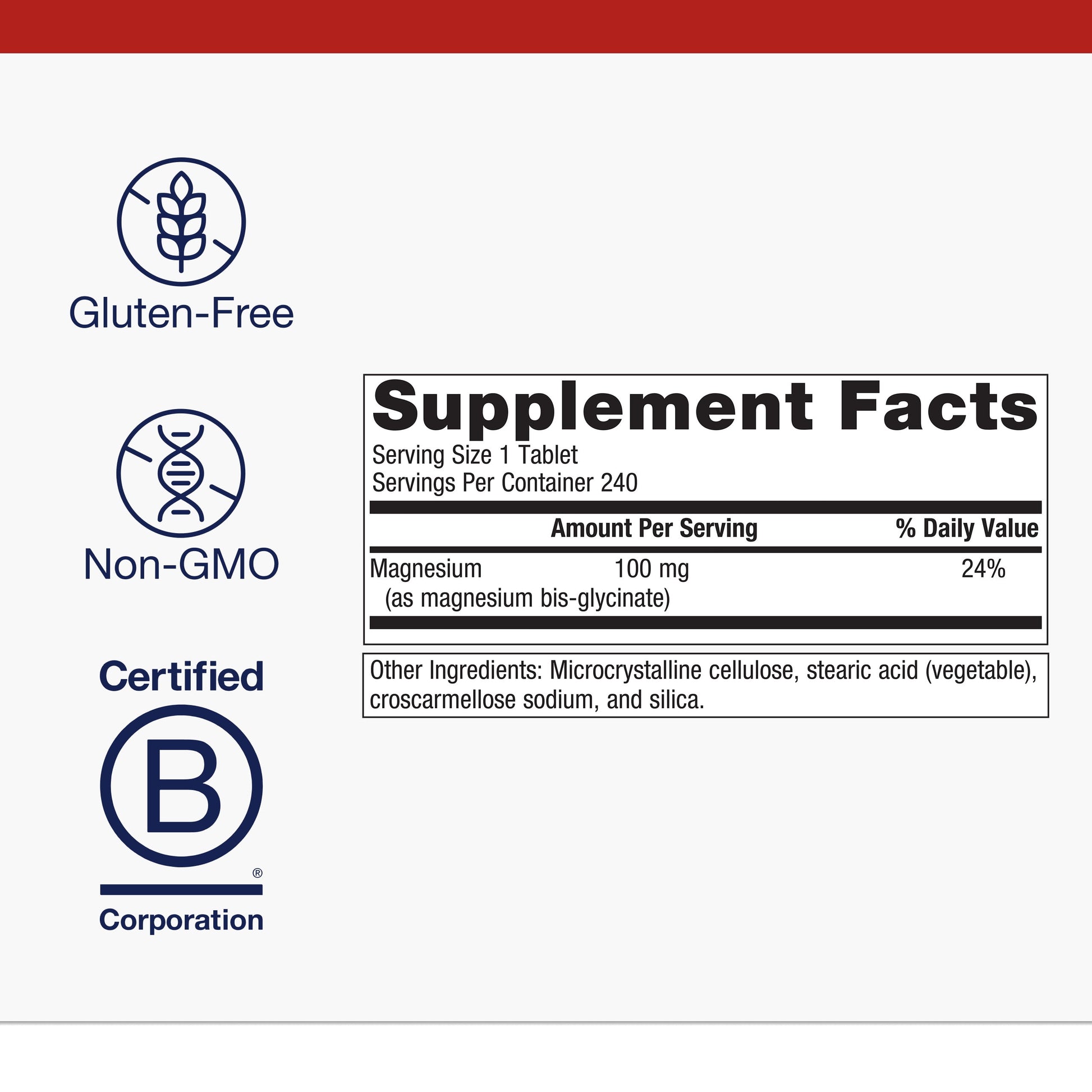 Magnesium Glycinate - Highly Absorbable - Support for Sleep, Stress Relief, Muscle, Bone, Heart & Nerve Health - Gluten-Free - Non-Gmo - Vegetarian - 240 Tablets