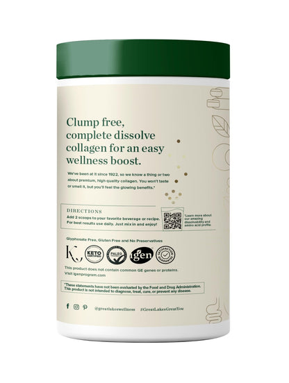 Great Lakes Collagen Peptides Powder Unflavored 22 Servings Daily Wellness