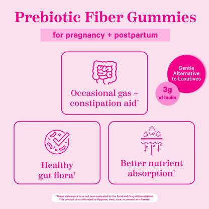 Fiber Gummies: Prebiotic Inulin for Digestive Support, 60 Gummies, Peach Berry Flavor