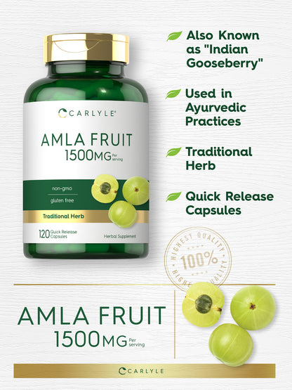 Amla Capsules | 1500Mg | 120 Count | Amalaki Fruit | Non-Gmo | by Carlyle