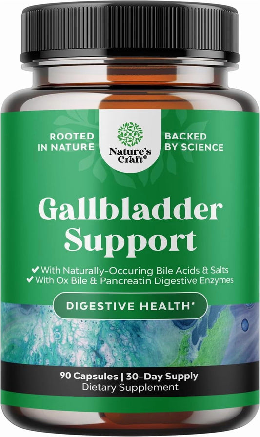 Gallbladder Support Digestive Enzymes with Purified Bile Salts & Pancreatin, 90 Caps