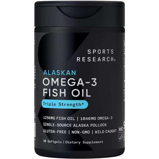 Triple Strength Omega 3 Fish Oil 1250Mg Wild Alaska Pollock Burpless 30 Softgels