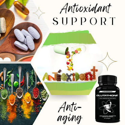 Liposomal Glutathione Supplement Antioxidant Supplement W/ Gluta-Iv™, Enhanced Absorption over Powder Glutathione. 60Total Liposomal Softgels