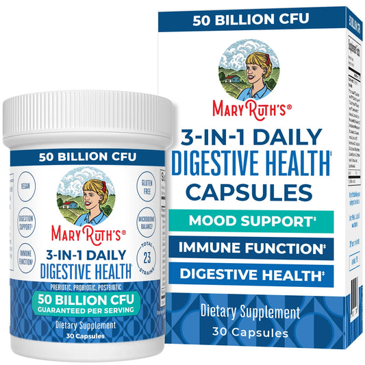 3-In-1 Probiotics Digestive Health Supplement for Women & Men, 50 Billion CFU, Allergen Free, 0.5 Oz